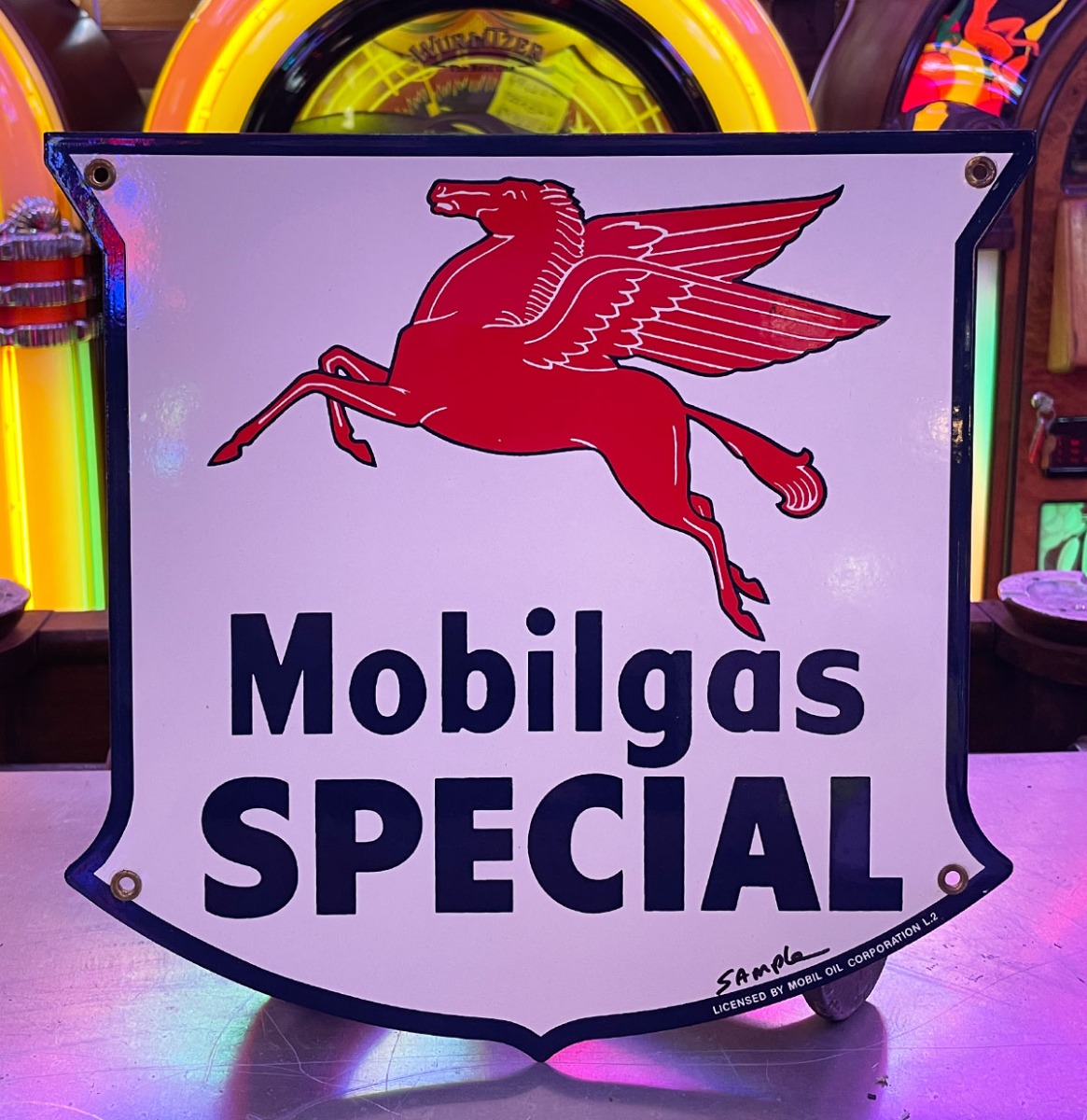 Mobilgas Special - 90's Pre-Productie Sample - Emaille Bord - 31 x 31cm | Mobilgas -Oil