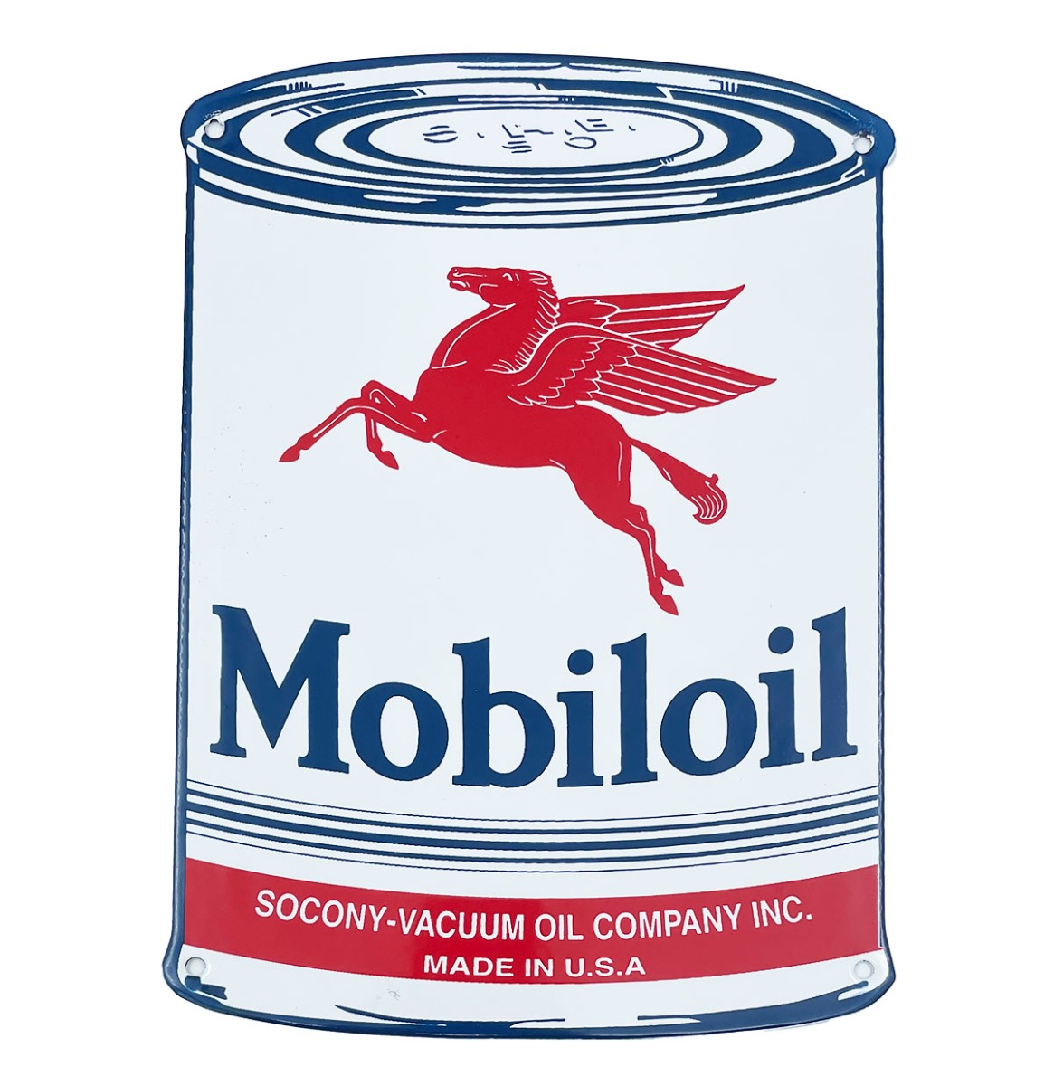 Mobiloil Emaille Bord in Olieblik Vorm 28 x 20 cm | Mobilgas -Oil
