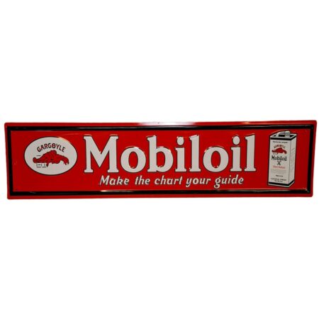 Mobiloil Gargoyle Stalen Bord met Relief - 79 x 19cm | Mobilgas -Oil