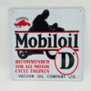 Mobiloil 'D' Motorolie Stalen Bord met Relief - 39 x39cm | Mobilgas -Oil