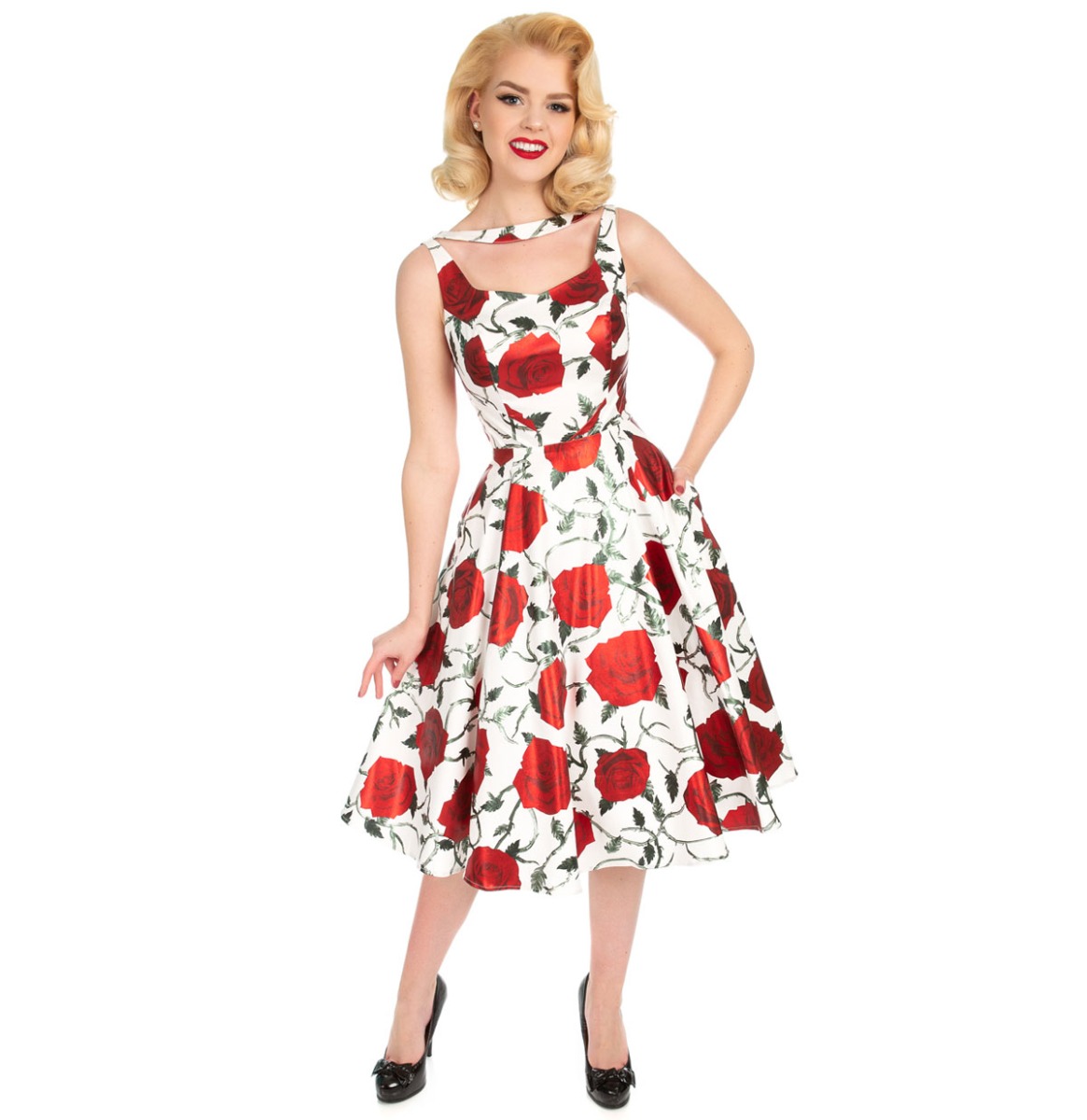 Moederdag cadeau - Athena Metallic Swing Dress -L | Hearts and Roses