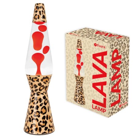 Moederdag cadeau - Fisura Lava Lamp Bullet - Luipaard Basis Met Transparante Vloeistof En Rode Lava | Fisura