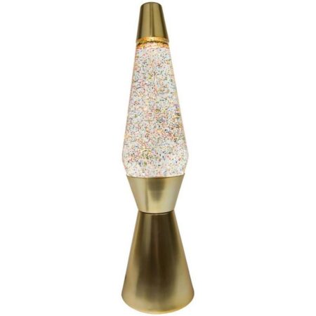 Moederdag cadeau - Fisura Lava Lamp Bullet - Mat Goud Met Transparante Vloeistof En Meerkleurige Glitters | Fisura