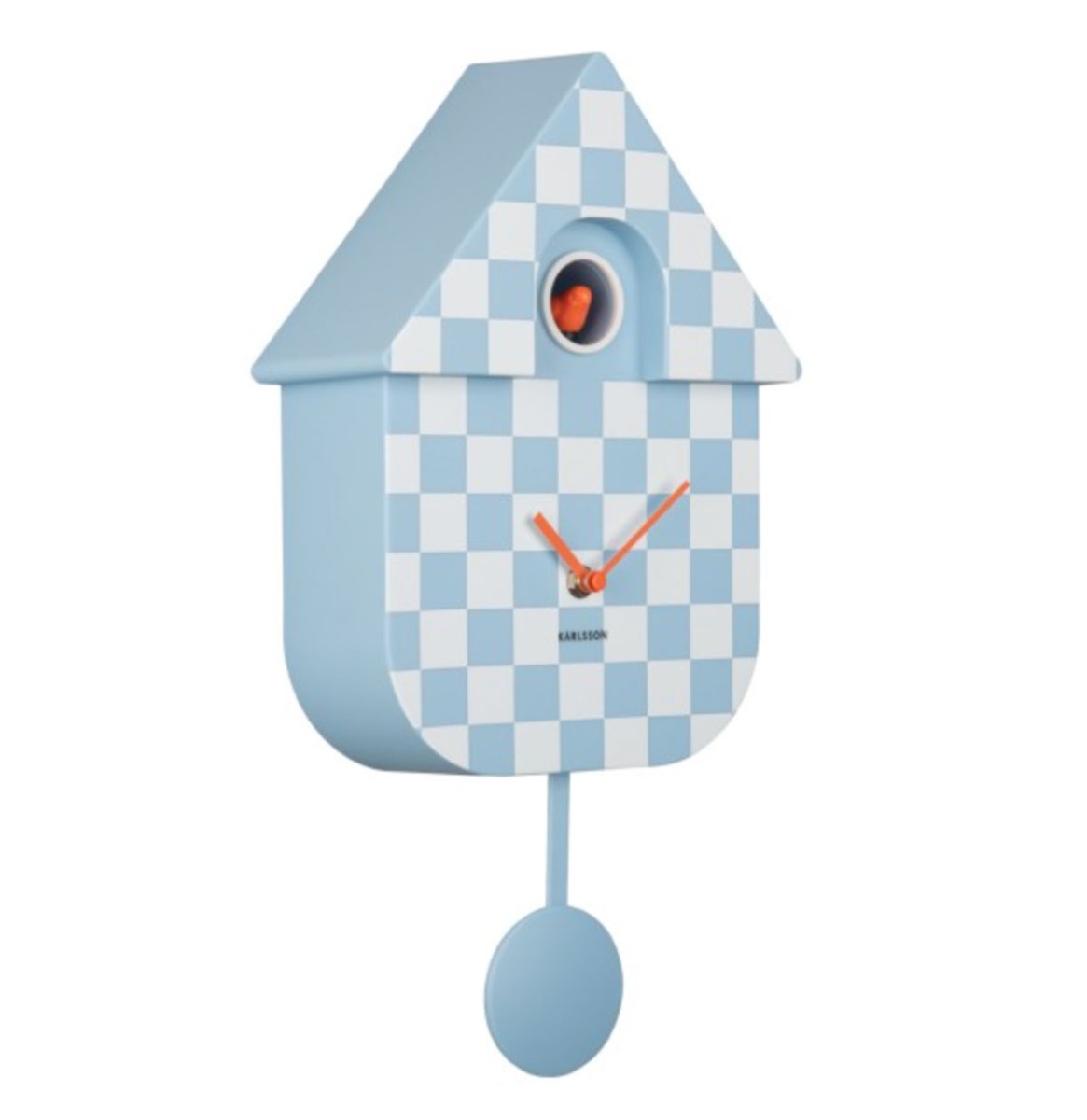 Moederdag cadeau - Karlsson Wandklok Modern Cuckoo - Checkered Blauw | Fiftiesstore