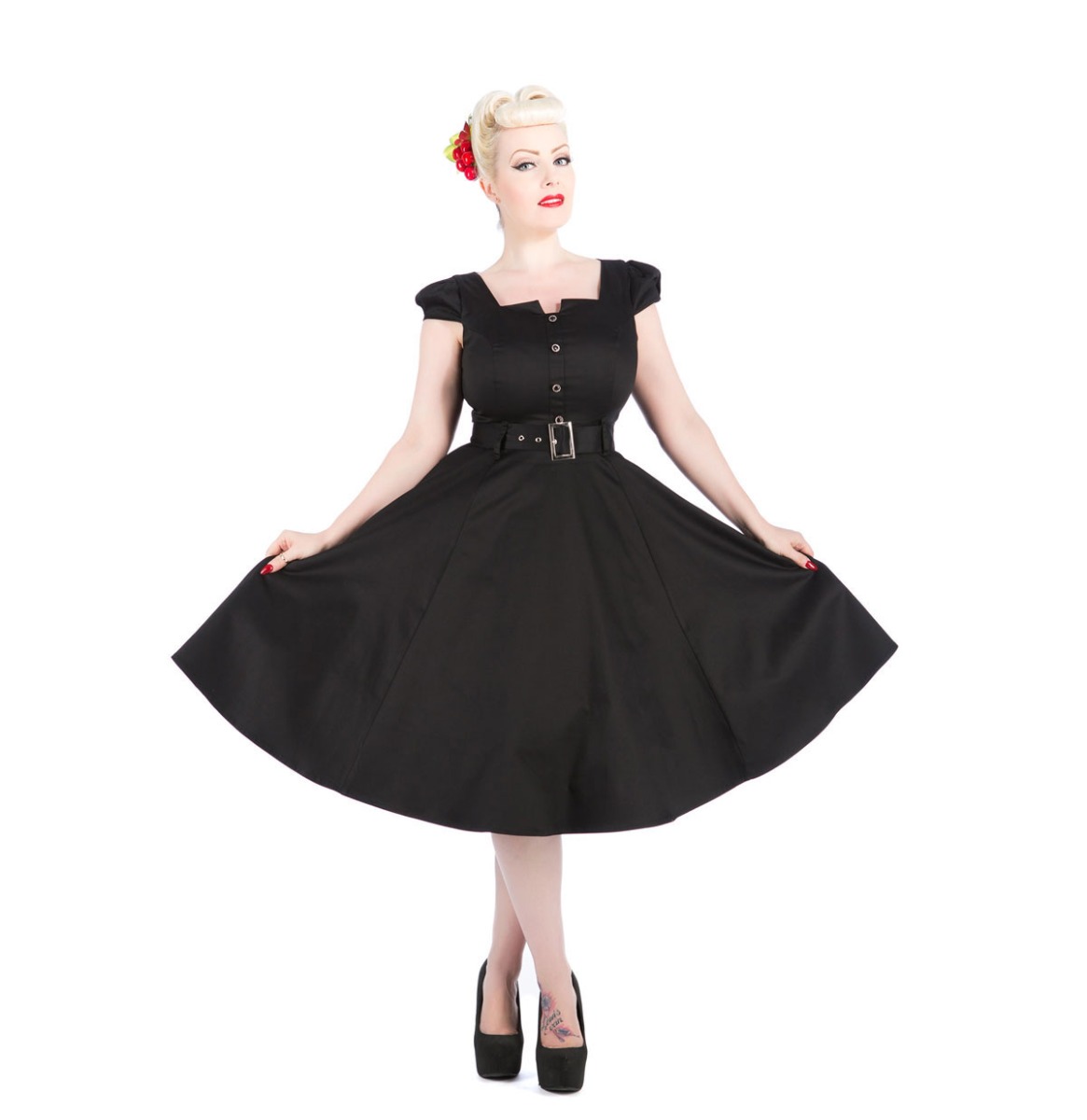 Moederdag cadeau - Lydia Tea dress Black-XL | 18% korting | Hearts and Roses