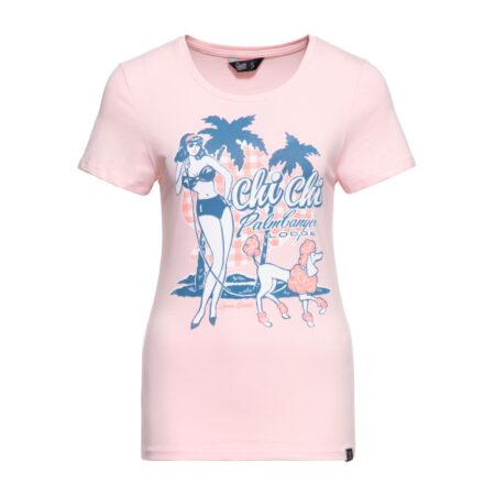 Moederdag cadeau - Queen Kerosin Chi Chi Beach Poodle T-shirt Pink-XXL | Queen Kerosin