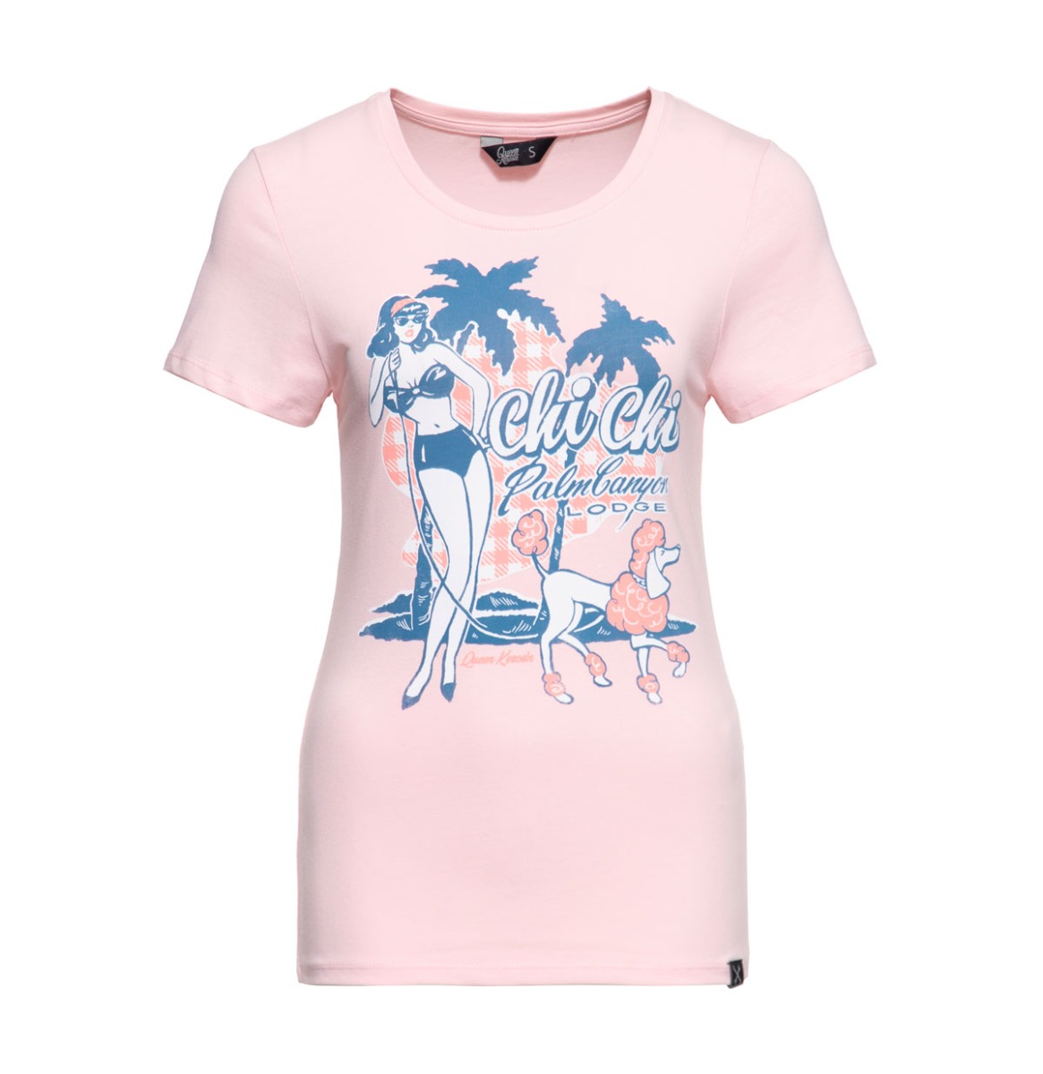Moederdag cadeau - Queen Kerosin Chi Chi Beach Poodle T-shirt Pink-XXL | Queen Kerosin