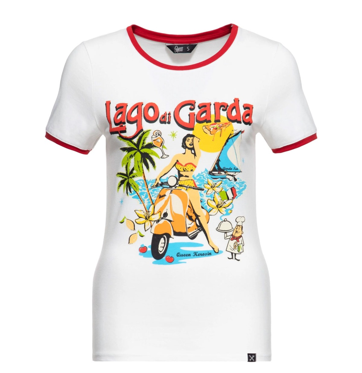 Moederdag cadeau - Queen Kerosin Lago di Garda T Shirt Off White -XXL | Queen Kerosin
