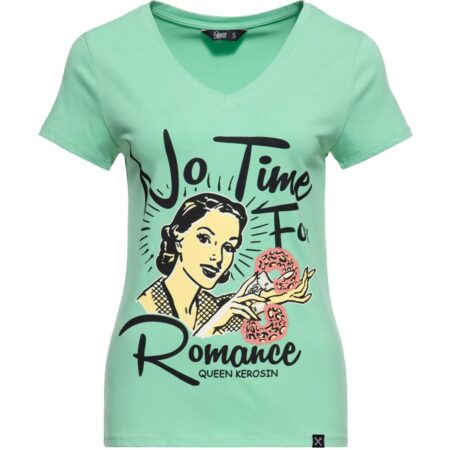 Moederdag cadeau - Queen Kerosin No Time For Romance T-Shirt Mint-XL | 20% korting | Queen Kerosin