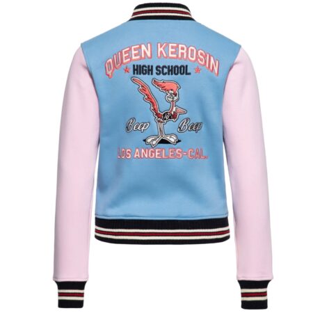 Moederdag cadeau - Queen Kerosin Q High School College Jacket Sky Blue Pink-XXL | Queen Kerosin