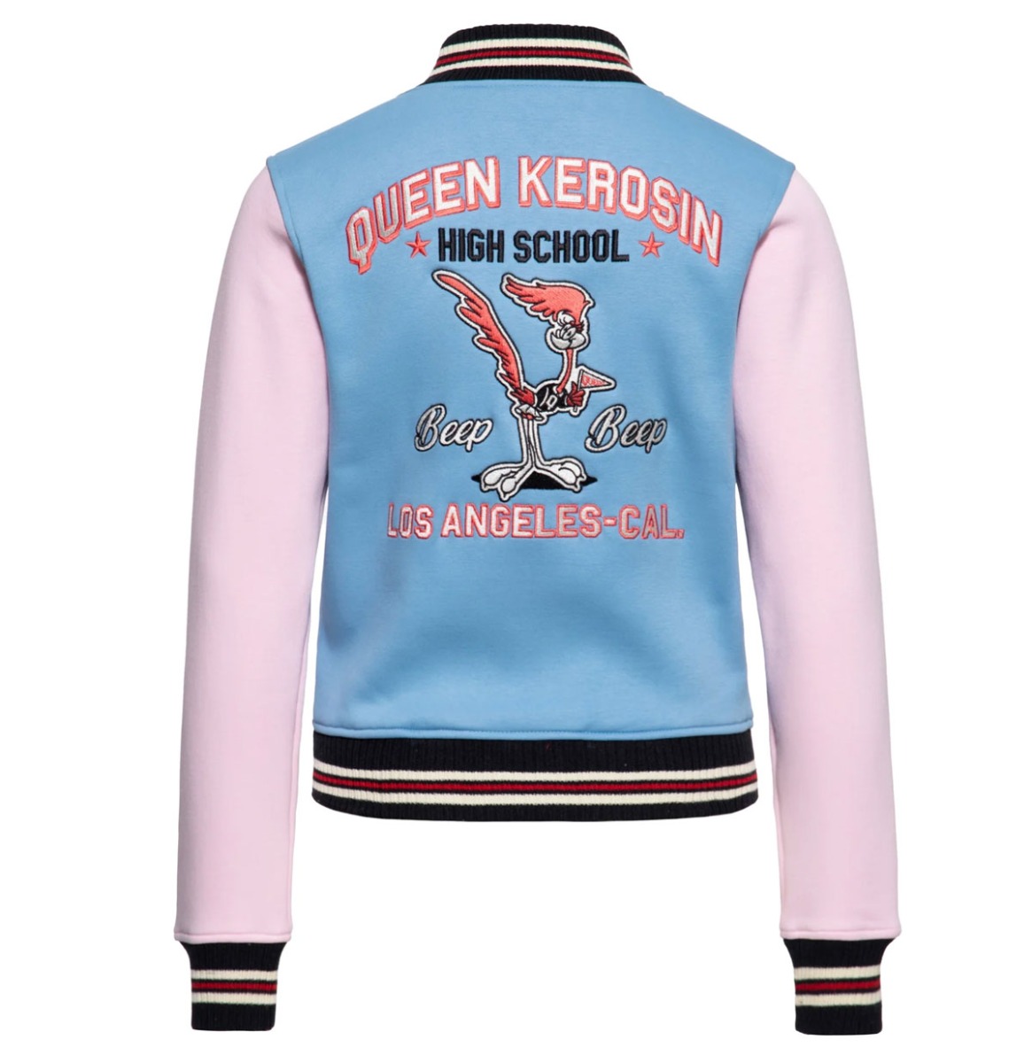 Moederdag cadeau - Queen Kerosin Q High School College Jacket Sky Blue Pink-XXL | Queen Kerosin