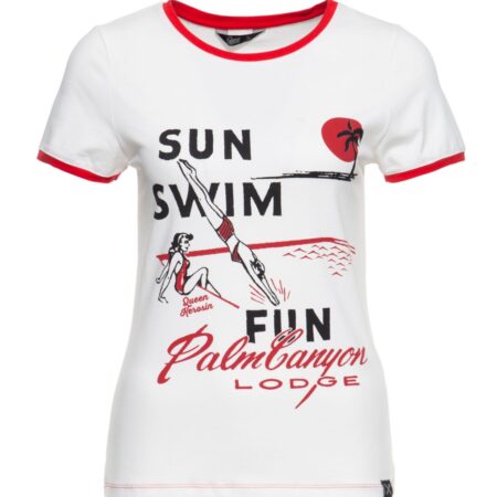 Moederdag cadeau - Queen Kerosin Sun Swim Fun Womens T-Shirt Offwhite-S | 22% korting | Queen Kerosin
