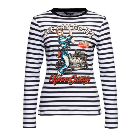 Moederdag cadeau - Queen Kerosin We Can Do It Longsleeve Shirt Black And White -XS | 22% korting | Queen Kerosin