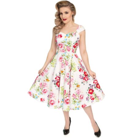 Moederdag cadeau - Rose Paradise Swing Dress White -XS | 25% korting | Hearts and Roses