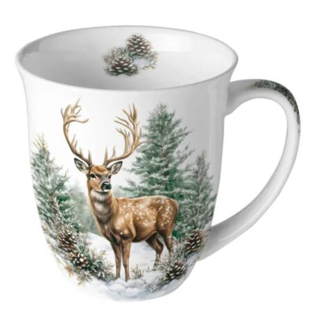 Mok Winter stag 400ml white porselein | Ambiente