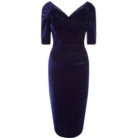 Monte Carlo Velvet Pencil Dress Midnight Blue -36 (NL) /10 (UK) | 31% korting | The Pretty Dress Company