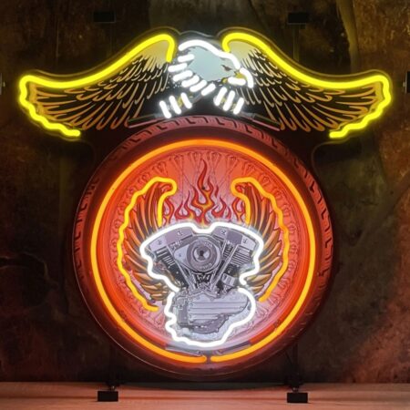 Motorcycle V-Twin Eagle Neon Verlichting 76 x 70 cm - Oranje