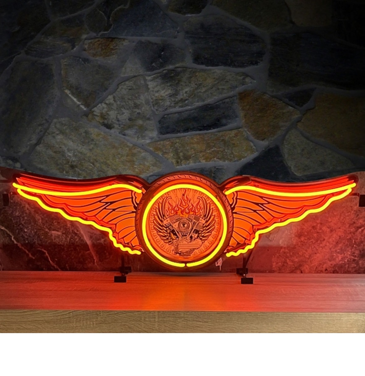 Motorcycle Wings (Echte) Neon Verlichting Oranje/Oranje 112 x 36 cm | Real Neon Art