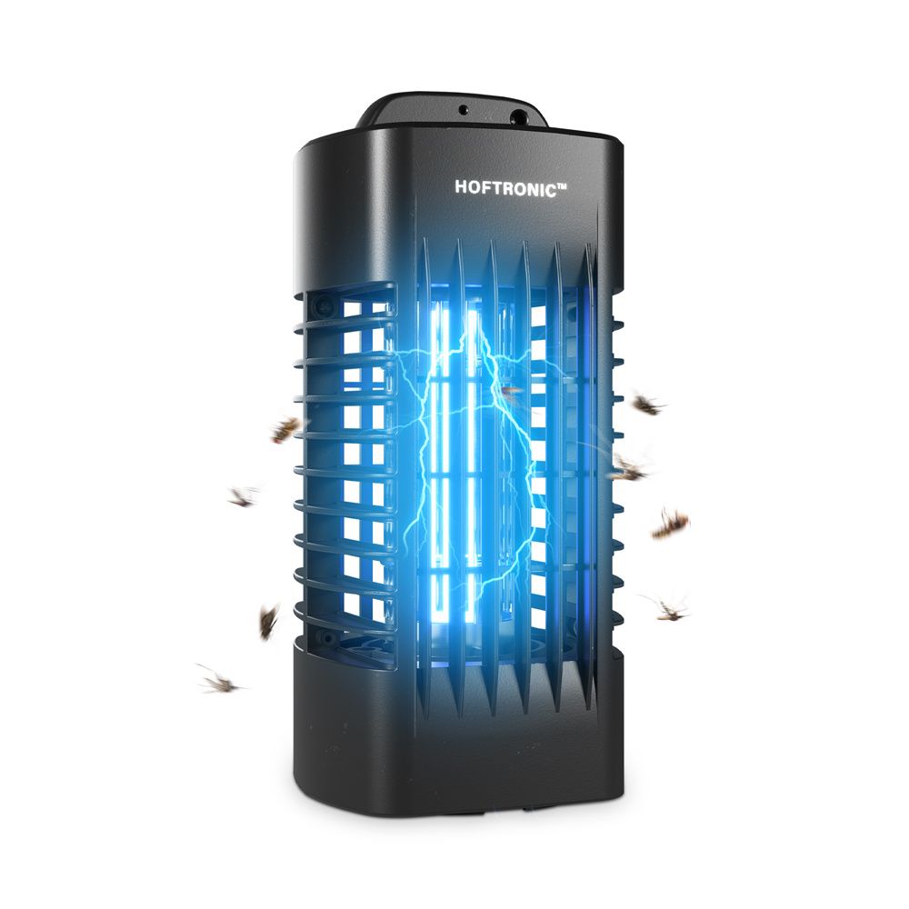 Muggenlamp - Vliegenlamp - UV-Insectenlamp - Elektrisch 4 Watt geschikt voor 20 m² - 1000 volt - Voor binnen - Zwart | HOFTRONIC
