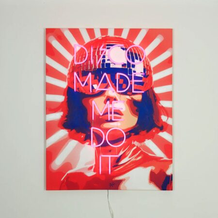 Muurschilderij (LED Neon) - Disco Made Me Do It - Roze | Fiftiesstore