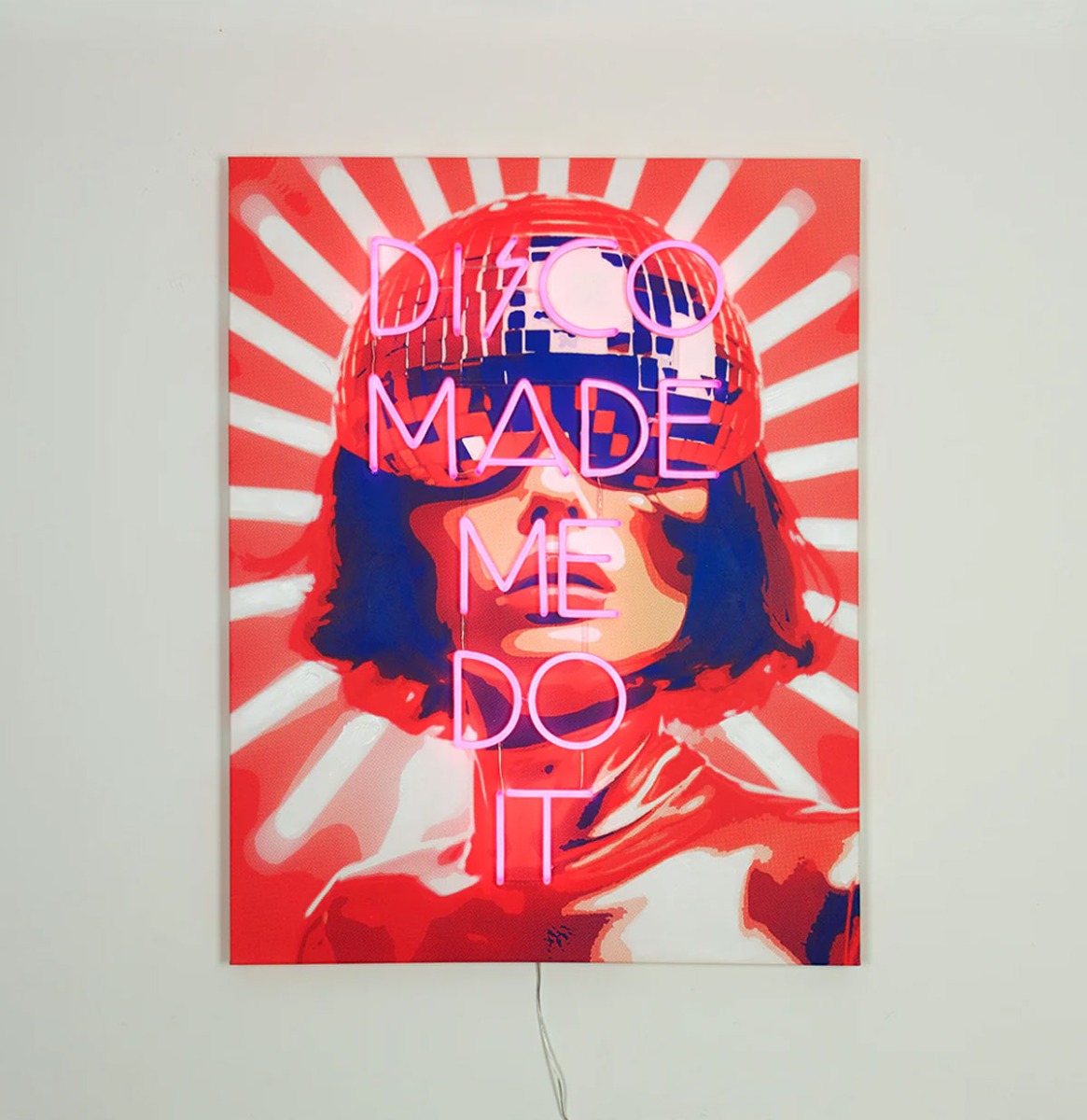 Muurschilderij (LED Neon) - Disco Made Me Do It - Roze | Fiftiesstore