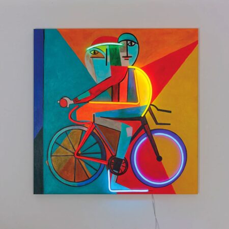 Muurschilderij (LED Neon) - 'Abstract Cyclist' | Fiftiesstore
