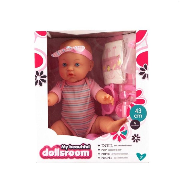 My Beautiful Dollsroom Pop 43Cm Drink en Plas met 9 Accessoires | My Beautiful Dolls Room