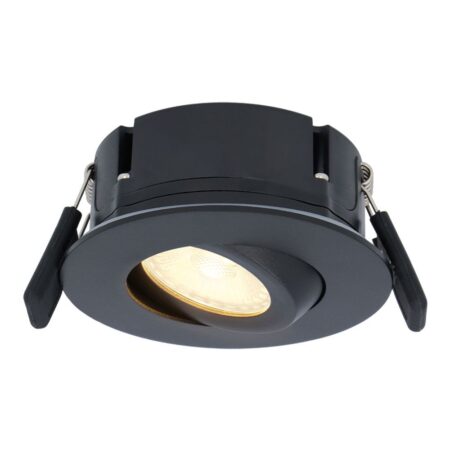 Napels LED inbouwspot Extra Plat (39mm) - 360° Kantelbaar - 8 Watt 570 Lumen - Dimbaar - IP65 - Zwart | HOFTRONIC
