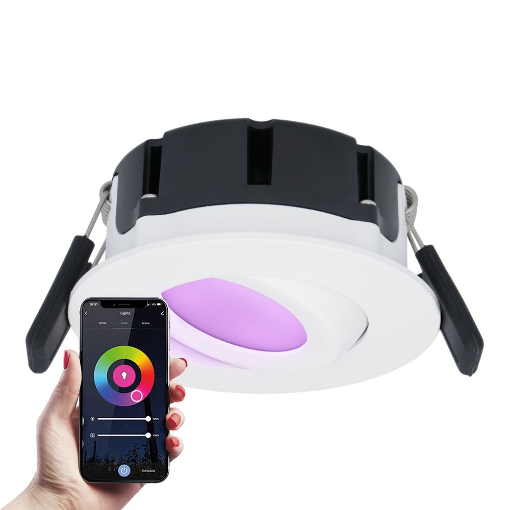 Napels smart inbouwspot - IP65 waterdicht - 8 Watt 600 Lumen - Kantelbaar - Wifi + Bluetooth - RGBWW - Google Home