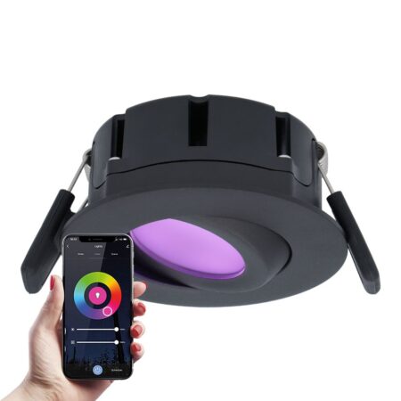 Napels smart inbouwspot - IP65 waterdicht - 8 Watt 600 Lumen - Kantelbaar - Wifi + Bluetooth - RGBWW - Google Home