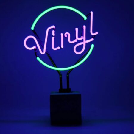 Neon 'Vinyl' Sign (Op Betonnen Basis) - Groen | Fiftiesstore