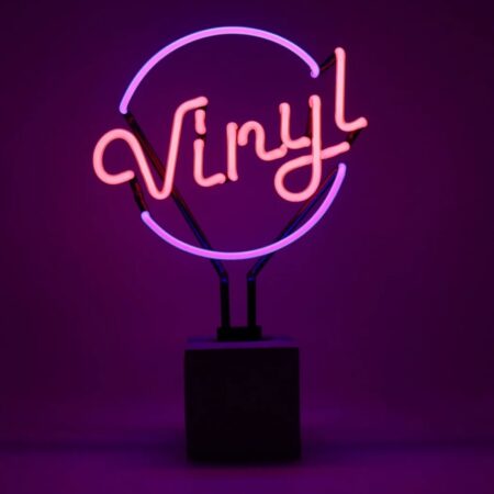 Neon 'Vinyl' Sign (Op Betonnen Basis) - Paars | Fiftiesstore