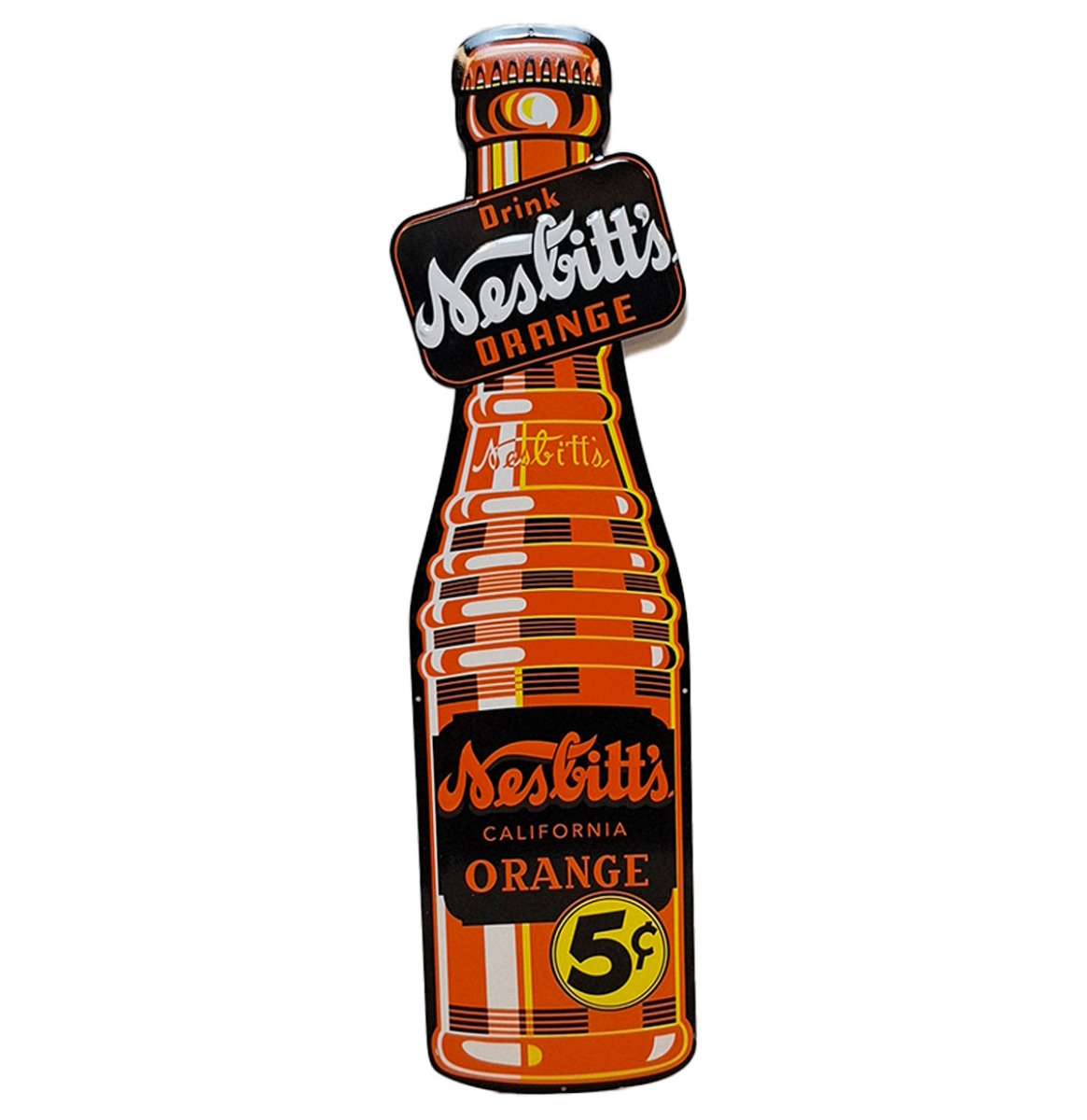 Nesbitt's Orange Stalen Bord met Relief - 74 x 20cm | Fiftiesstore