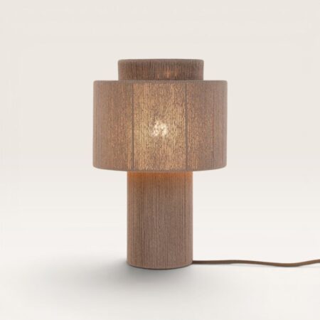 Nevada - Linnen Tafellamp Taupe 40 cm - Nachtkast lampje - Scandinavisch design - E27 fitting - Met aan/uit-schakelaar | LUSENZ