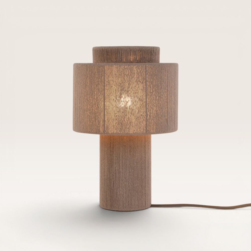 Nevada - Linnen Tafellamp Taupe 40 cm - Nachtkast lampje - Scandinavisch design - E27 fitting - Met aan/uit-schakelaar | LUSENZ
