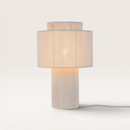 Nevada - Linnen Tafellamp Wit 40 cm - Nachtkast lampje - Scandinavisch design - E27 fitting - Met aan/uit-schakelaar | LUSENZ