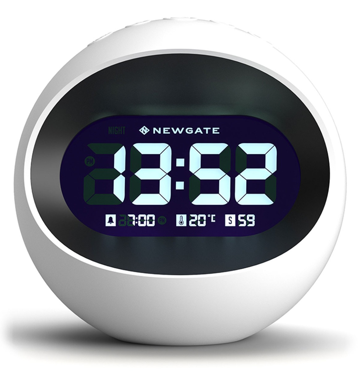 Newgate Centre Of The Earth LCD Alarm Klok - Wit | Fiftiesstore