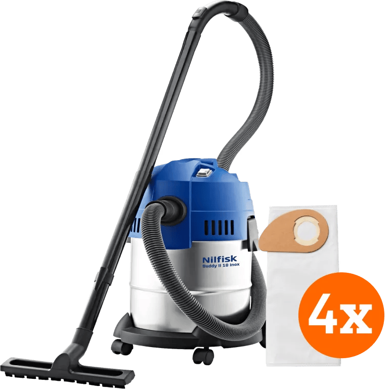 Nilfisk Buddy II 18 Inox + Nilfisk Stofzakken voor Buddy II (4x)