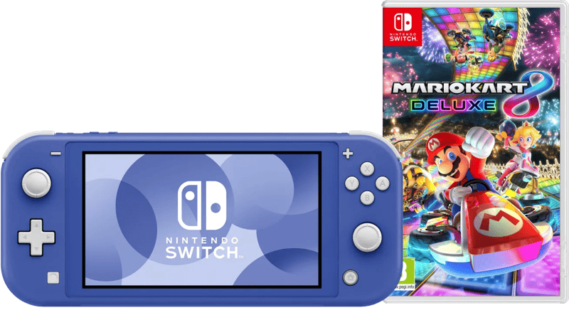 Nintendo Switch Lite Blauw + Mario Kart 8 Deluxe Switch