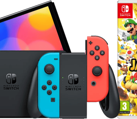Nintendo Switch OLED Blauw Rood + Mario Party Jamboree
