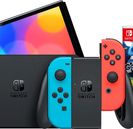 Nintendo Switch OLED Blauw/Rood + Super Mario Galaxy 1+2