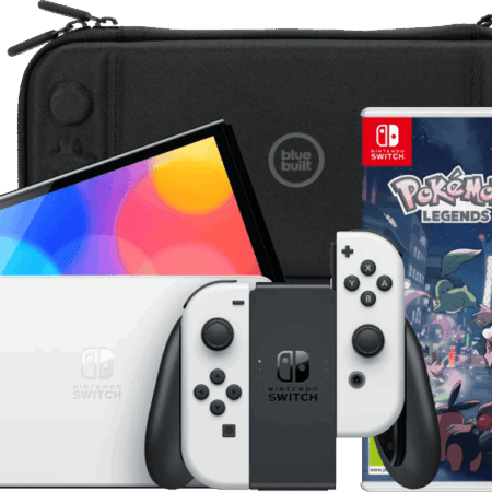 Nintendo Switch OLED Wit + Pokémon Legends: Z-A + BlueBuilt Beschermhoes