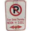 No Parking Even Dated Thursday Straatbord - Origineel - Gemaakt Van Hout | The Dutch Pickers