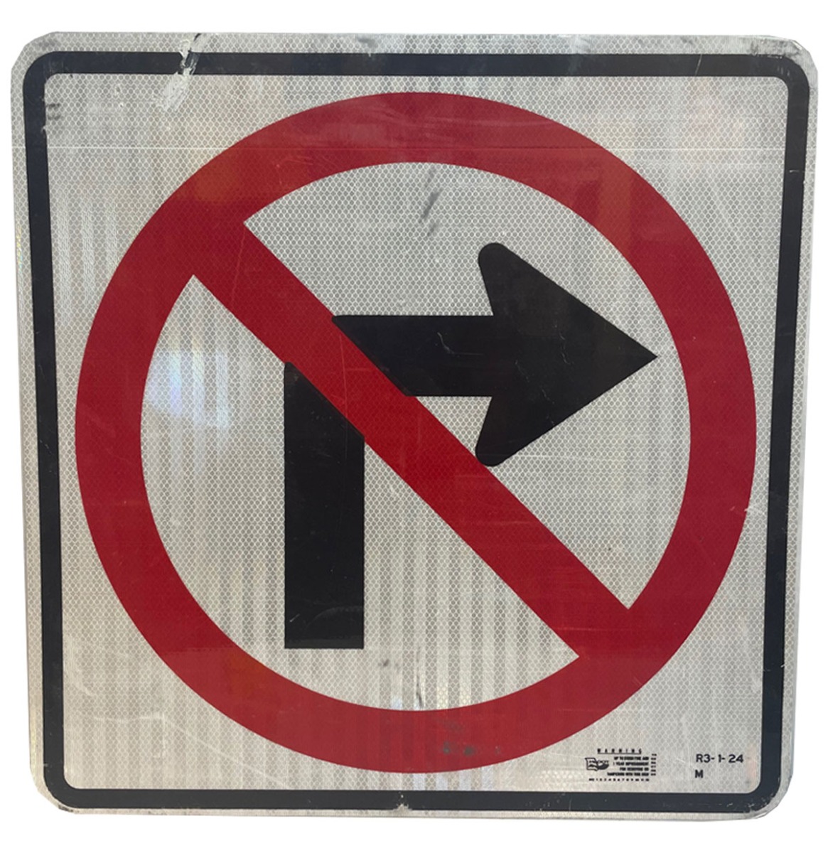 No Right Turn Straatbord - Origineel | The Dutch Pickers