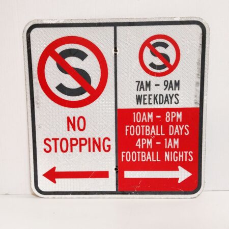 No Stopping Football Days AM Verkeersbord - Origineel - 46 x 46cm (2) | The Dutch Pickers