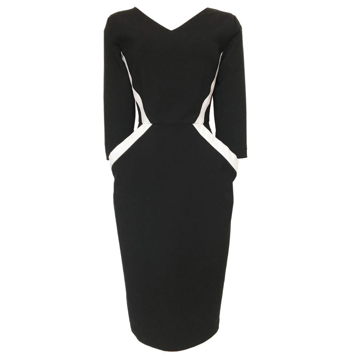 Nocturne Pencil Dress Black / White-XL | Grace and Glam