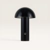 Noryn - Paddenstoel lamp oplaadbaar Zwart 25 cm - Draadloze tafellamp - Dressoir lamp - Scandinavisch design - Dimbaar - USB-C - Metaal - 3000K/4500K/6000K | LUSENZ