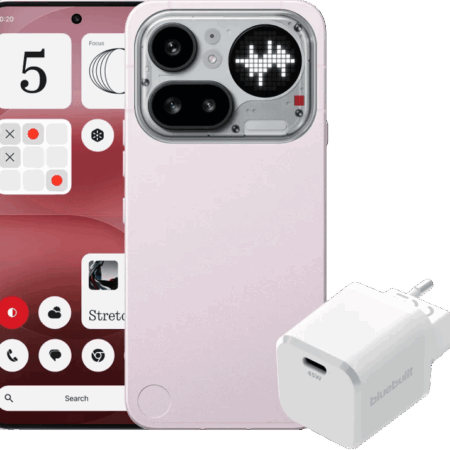 Nothing Phone (4a) Pro 256GB Roze 5G + BlueBuilt Oplader met Usb C Poort 45W Wit