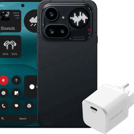 Nothing Phone (4a) Pro 256GB Zwart 5G + BlueBuilt Oplader met Usb C Poort 45W Wit