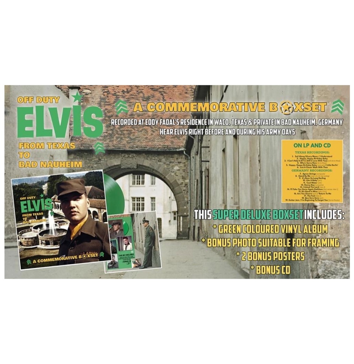 OFF DUTY: ELVIS - FROM TEXAS TO BAD NAUHEIM - BOXSET (Groen Vinyl) +CD Version 2 | 10% korting (LP) | Elvis Presley